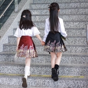 女童时尚套装洋气时髦裙子马面，裙夏季短袖，中国风童装半身裙儿童薄
