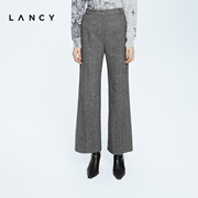 LANCY/朗姿羊毛2022冬季高腰阔腿裤女通勤百搭喇叭休闲裤女