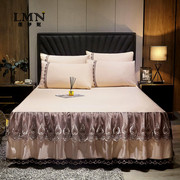1.5m1.8米2.0双人床套欧式刺绣床裙单件蕾丝花边床罩席梦思保护套