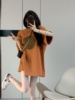 GG。橙色短袖t恤女2024夏季大版洋气中长款遮屁股上衣