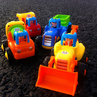 汇乐儿童2-5岁工程队惯性回力车自卸车搅拌推土机牵引小汽车玩具