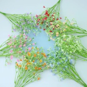 仿真假花花束彩色满天星栅栏把束花塑料人造丝花7色水草花虎兰花