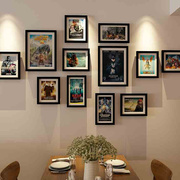 欧式客厅照片墙简约现代创意组合相片挂墙公司实木大尺寸相框墙