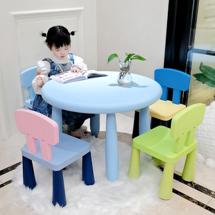 防滑圆桌幼儿园儿童桌椅子凳子塑料宝宝加厚桌椅卡通家用桌子凳