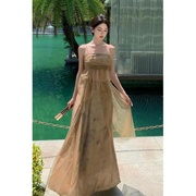 19 BEATAI新中式国风套装女夏季吊带抹胸上衣+网纱拼接半身裙