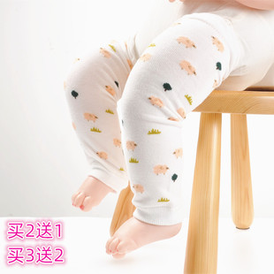 婴儿春秋季纯棉袜套护膝盖 宝宝0-1-3岁松口爬行护腿学步长筒袜子