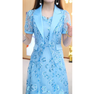 美瑞衣橱两件套连衣裙2023夏装搭配一整套高级感阔太太套装裙
