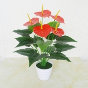 仿真植物红掌假花束客厅室内装饰，盆栽摆设塑料，绿植假花小盆景摆件