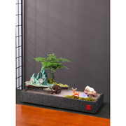 新中式假山喷泉流水摆件招财创意鱼缸盆景家居客厅办公室桌面装饰