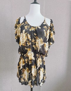 amber外贸单连衣裙夏季性感吊带，露肩荷叶边灯笼，袖雪纺比基尼罩衫