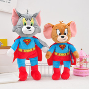 正版华纳猫和老鼠汤姆猫杰瑞鼠变装超人毛绒玩偶TOM公仔生日礼物