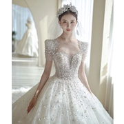 法式婚纱2023新娘宫廷风重工奢华大拖尾高级质感主纱小个子