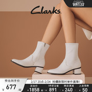 Clarks其乐女鞋秋冬粗跟中筒靴短靴弹力瘦瘦靴显瘦袜靴