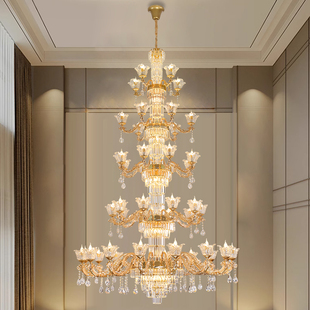 客厅吊灯欧式水晶灯2024年LED奢华餐厅灯别墅主大厅水晶灯具