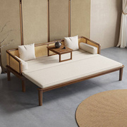 实木罗汉床新中式沙发床简约推拉床白蜡木，伸缩两用现代客厅折