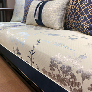 新中式沙发垫四季高端实木，沙发巾禅意中国风布艺防滑现代沙发套罩