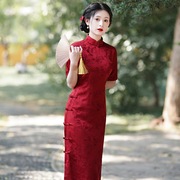 司藤同款旗袍敬酒服新娘，春季改良红色结婚订婚礼服，女回门2023