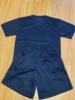 火焰蓝短袖体能服套装运动体能圆领T恤速干拉链短裤际