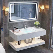 大理石卫浴简约双层台盆，卫生间浴室柜组合酒店卫浴，岩板洗脸洗手池