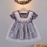 女童夏装短袖裙0-1-2-3岁女宝宝洋气连衣裙6个月婴儿女孩网纱裙子