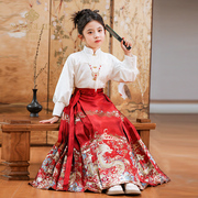 女童马面裙套装2024新中式国风唐装儿童汉服高端古装洋气裙子