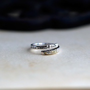 羽925纯银饰品，小众高级感刻英文字母，羽毛开口款戒指环