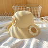 沙滩帽女夏季草帽太阳帽遮阳帽花朵小清新大沿檐帽子海边度假防晒