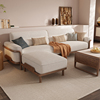韵存家居实木沙发简约布艺沙发白蜡木客厅家具新中式直排沙发组合