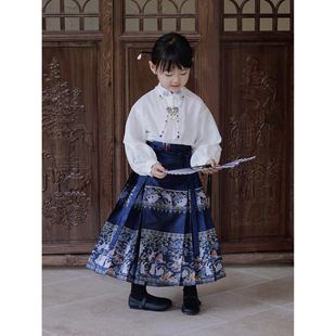 naixibaby|d家定制!女童，汉服中国风织锦绣马面，裙+兔子刺绣衬衫