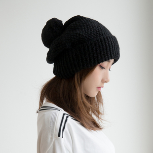 纯手工毛线帽子女冬季韩版保暖针织帽，女潮百搭可爱女帽护耳显脸瘦