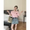 KAKA2024春夏季时尚韩版T恤百搭创意印花圆领常规短袖女上衣