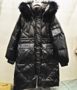 貉子大毛领羽绒服女中长款2022冬新90白鸭绒(白鸭绒)加厚保暖时尚收腰外套