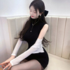 韩国东大门修身时尚舒适潮性感显瘦黑色半高领无袖包臀连衣裙