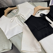 韩系圆领宽松短袖连衣裙白色系带披肩两件套时尚休闲洋气E￥20