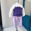 春款韩国云朵潮童装女童宝宝纯棉，时尚孩子洋气，紫色长裤背心打底衫