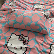 儿童床单学生宿舍单人寝室纯棉被套Kitty猫床上三件套老粗布