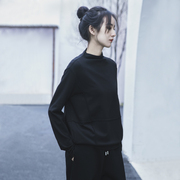 yuantu原途原创设计黑色，打底衫女2023冬针织柔软细腻面料t恤