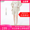 lily2024夏女装(夏女装)光泽感，醋酸别致褶裥，通勤气质纯色高腰休闲短裤
