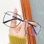 法国Gentle Motto韩版金属平光镜潮时尚复古方形眼镜框个性双