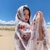 民族风夏季防晒沙漠旅游披肩海边沙滩丝巾薄款度假围巾披肩白色女