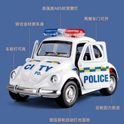 卡通合金警察车儿童老爷车玩具甲壳虫，车模型迷你q版声光小汽车男