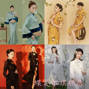 中国风孕妇拍照服装影楼工作室，复古连衣裙摄影孕妈咪，艺术拍照旗袍