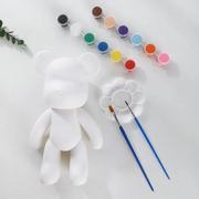 DIY涂色石膏娃娃彩绘流体熊白胚画公仔儿童手工玩偶搪胶陶瓷玩具5