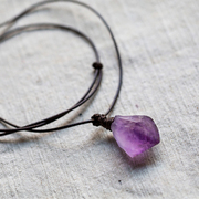 贵人 天然紫水晶 原石项链编织吊坠气质锁骨长链心意礼物石朴