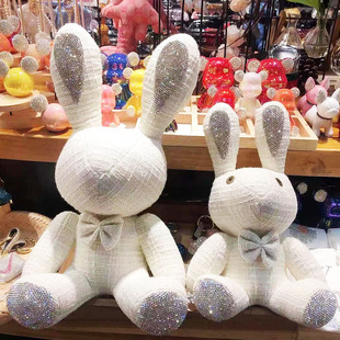 网红镶钻大兔子玩偶带钻兔子，公仔生日礼物镶钻兔子摆件毛绒玩具