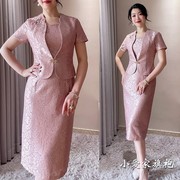 婚礼妈妈礼服喜婆婆婚宴装夏季连衣裙平时可穿两件套装洋气小个子