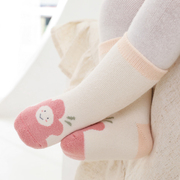 婴儿毛圈袜子秋冬季加厚保暖中筒袜新生儿短袜棉袜宝宝儿童地板袜