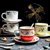 创意北欧陶瓷咖啡杯家用陶瓷，杯碟套装简约带勺水杯，花茶杯咖啡杯