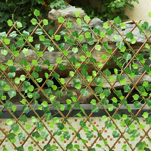 仿真植物墙面花架带叶子伸缩栅栏阳台遮挡装饰木围栏篱笆室内假花