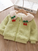 一岁女宝宝加绒加厚外套女婴儿童，棉衣服袄，秋冬款洋气毛毛衣(毛毛衣)0-韩系